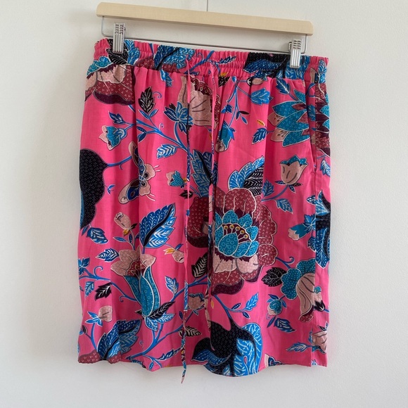 LOFT Pink Colorful Floral Tropical Drawstring Waist Skirt Size Small - Picture 1 of 5